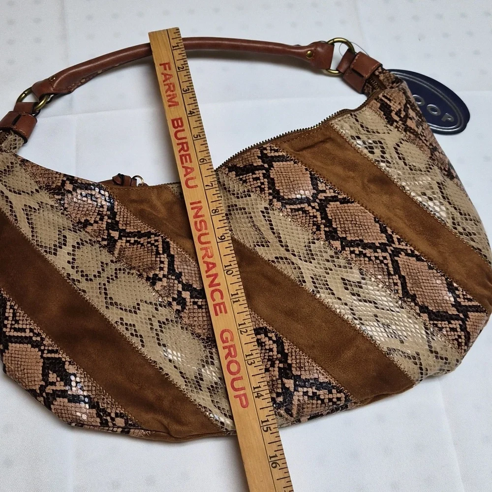 Nwt Scoop Brown and Tan Snake Print Women's Boho Bag